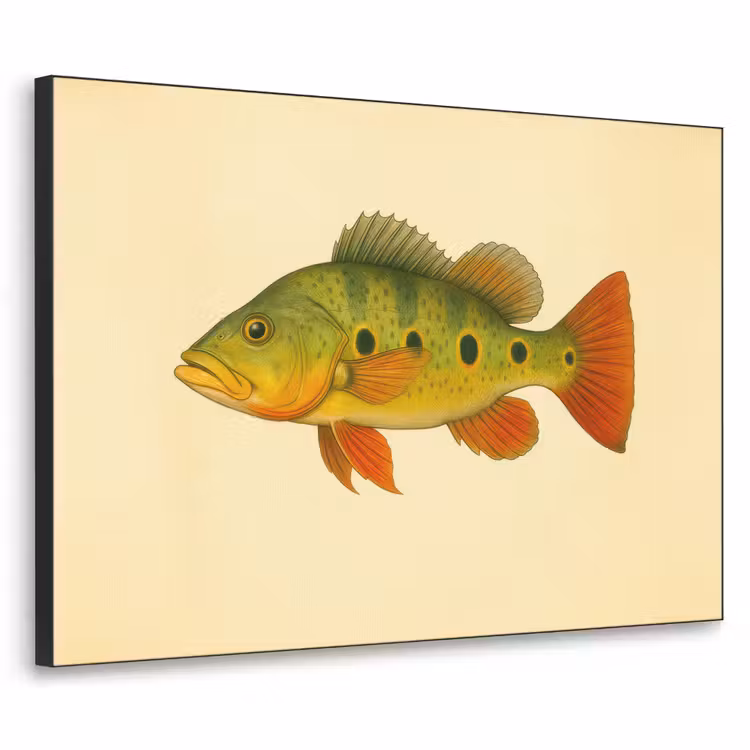 Schubben - Vis - Groen - Illustratie Textielframe zwart klein -3d
