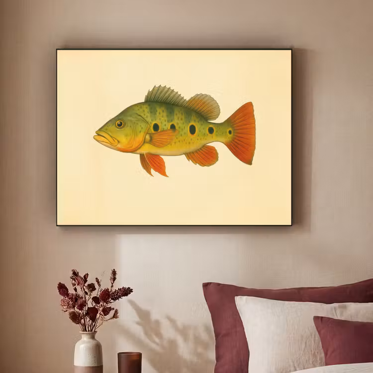 Schubben - Vis - Groen - Illustratie Textielframe zwart klein -sfeer1
