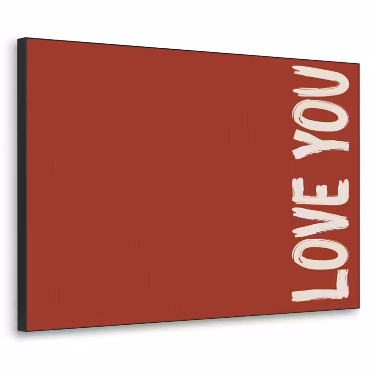 Schuin - Loveyou - Rood Textielframe - compleet frame klein -3d