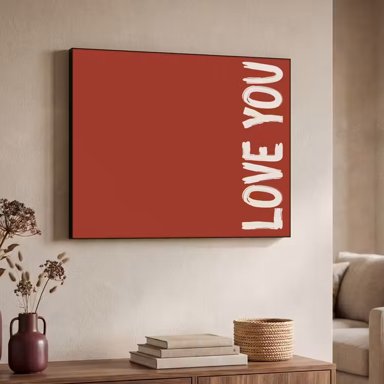 Schuin - Loveyou - Rood Textielframe - compleet frame klein -sfeer3