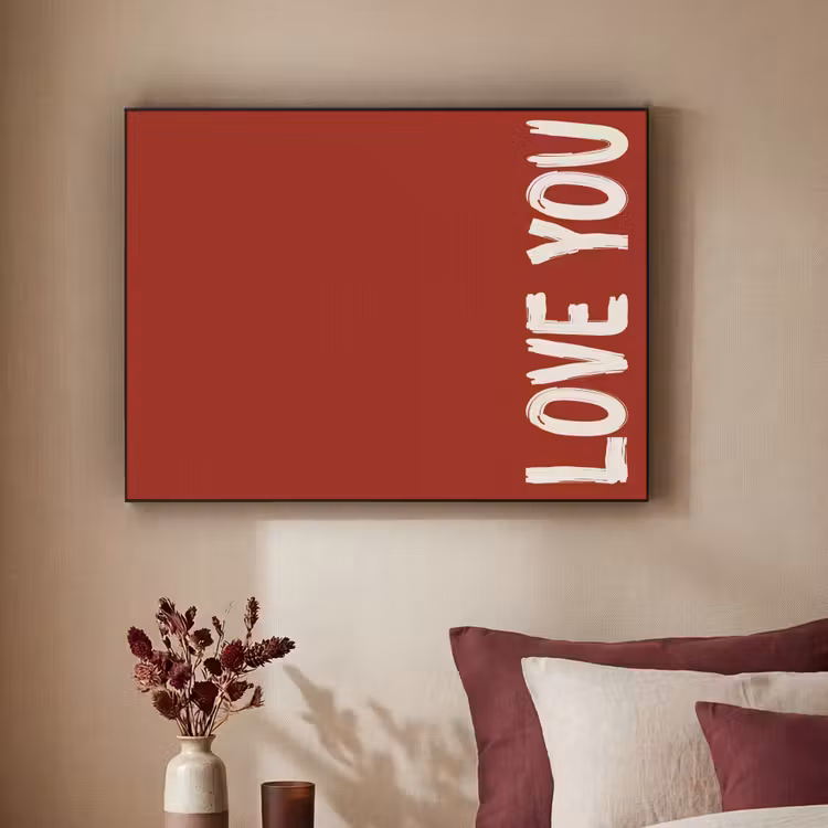 Schuin - Loveyou - Rood Textielframe - compleet frame klein -sfeer1