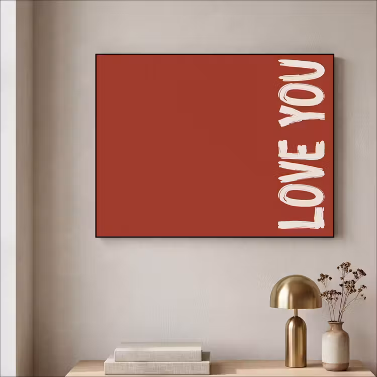Schuin - Loveyou - Rood Textielframe zwart klein -sfeer2