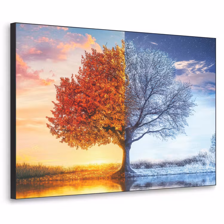 Seizoenen - Kunst - Boom - Herfst - Winter Textielframe - compleet frame klein -3d