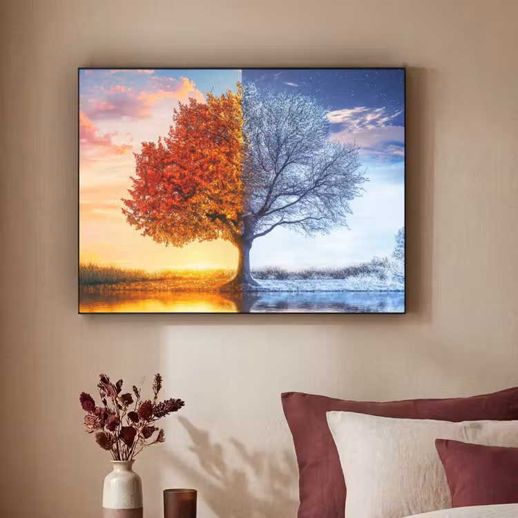 Seizoenen - Kunst - Boom - Herfst - Winter Textielframe - compleet frame klein -sfeer1