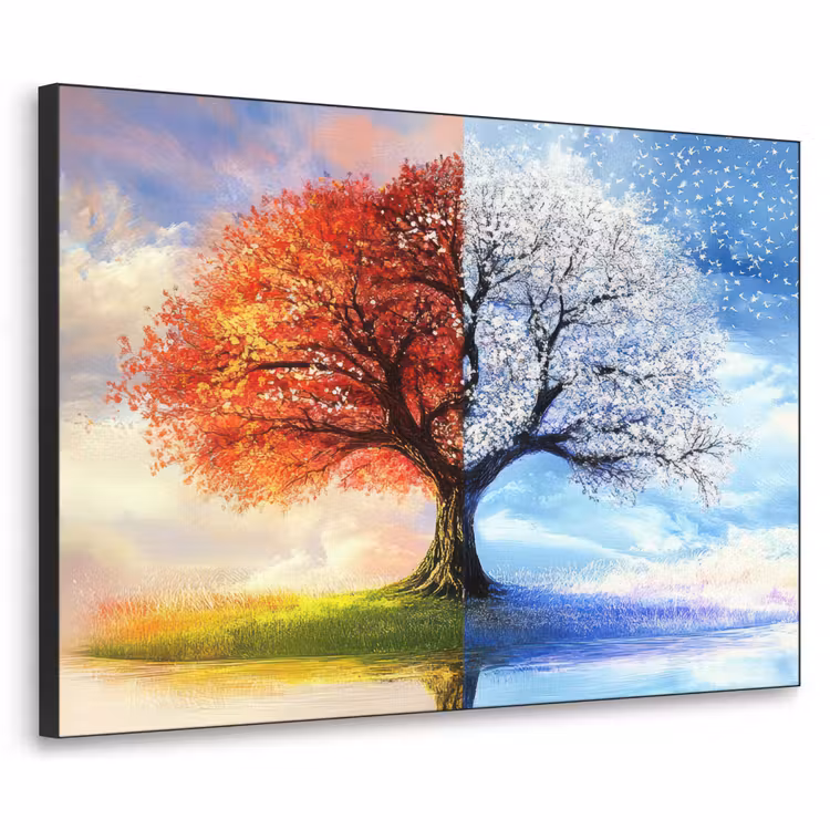 Seizoenen - Kunst - Boom - Winter - Herfst Textielframe - compleet frame klein -3d
