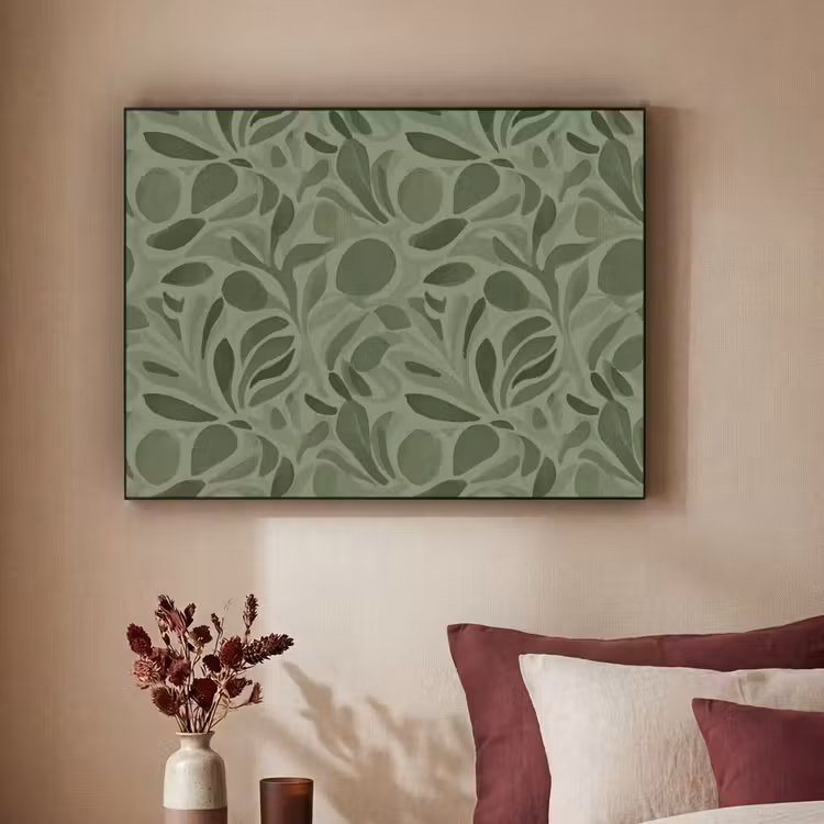 Sereen - Bladeren - Groen Textielframe zwart klein 947 -sfeer1