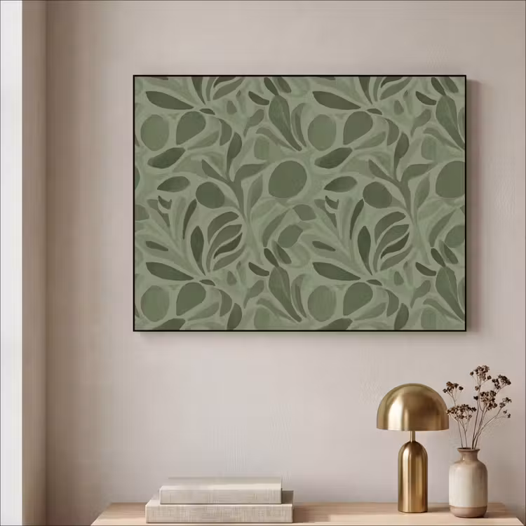 Sereen - Bladeren - Groen Textielframe zwart klein 947 -sfeer2