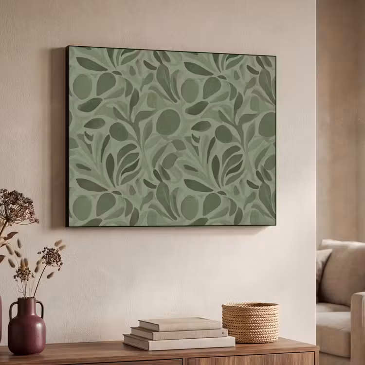 Sereen - Bladeren - Groen Textielframe zwart klein 947 -sfeer3