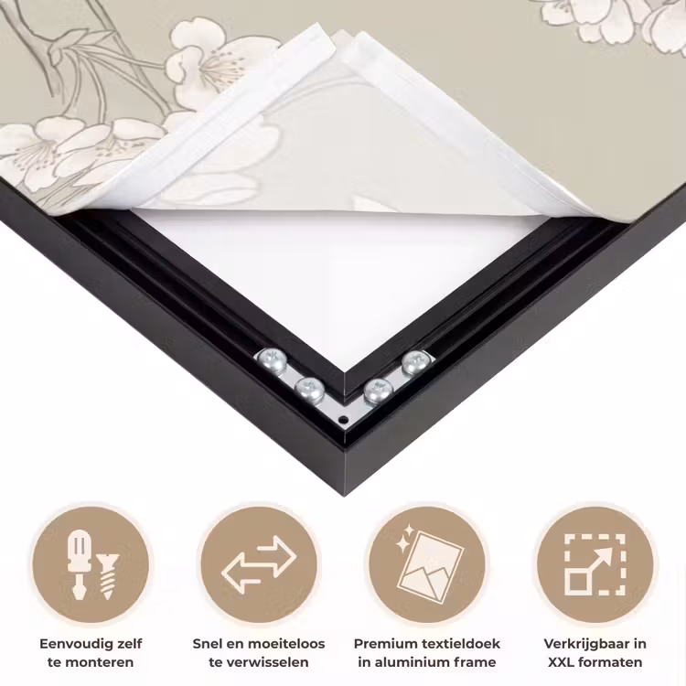 Sereen - Bloesem - Wit Textielframe zwart klein -USP_closeupNL