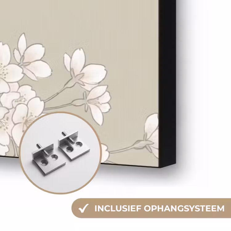 Sereen - Bloesem - Wit Textielframe zwart klein -USP_ophangsysteemNL