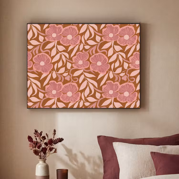 Sfeer - Bloemen - Roze Textielframe zwart klein 947 -sfeer1