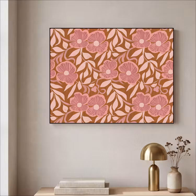 Sfeer - Bloemen - Roze Textielframe zwart klein 947 -sfeer2