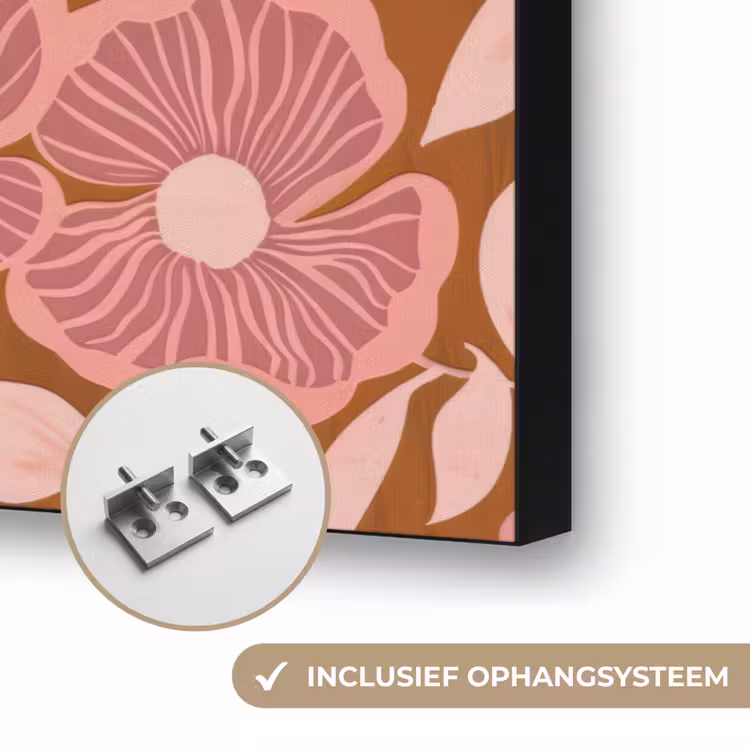 Sfeer - Bloemen - Roze Textielframe zwart klein 947 -USP_ophangsysteemNL