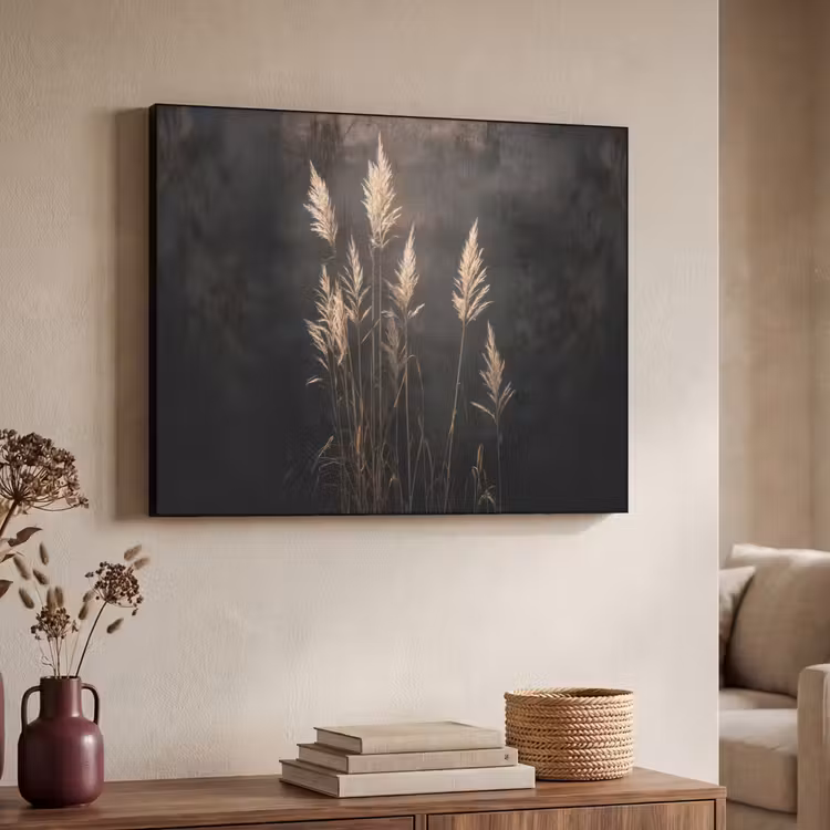 Siergras - Pluimen - Verlichting - Zwart Textielframe zwart klein -sfeer3