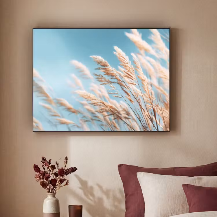 Siergras - Wind - Lichtbruin Textielframe zwart klein -sfeer1
