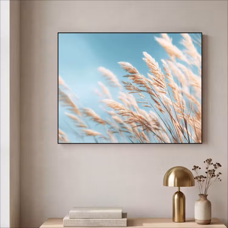 Siergras - Wind - Lichtbruin Textielframe zwart klein -sfeer2