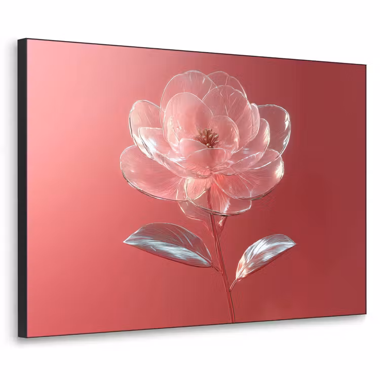 Sierlijk - Bloem - Roze - Glazen Textielframe zwart klein -3d
