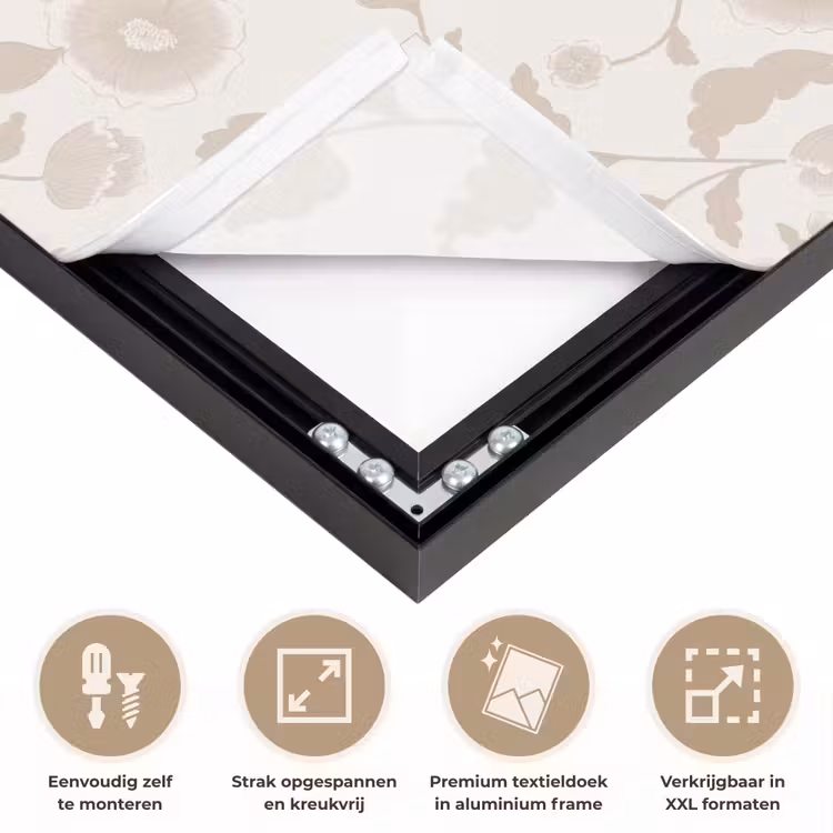 Sierlijk - Bloemen - Beige Textielframe zwart klein 947 -USP_feed_closeupNL