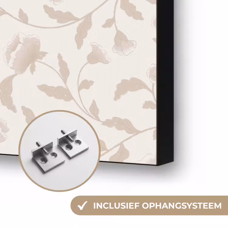 Sierlijk - Bloemen - Beige Textielframe zwart klein 947 -USP_ophangsysteemNL