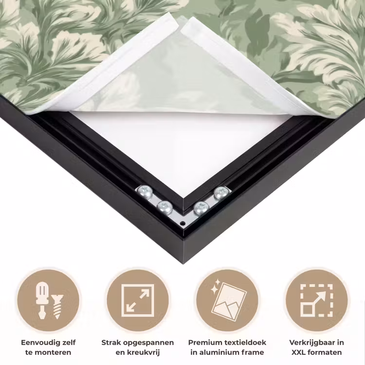 Sierlijk - Lichtgroen - Planten - Patroon - Getailleerd Textielframe zwart klein 947 -USP_feed_closeupNL