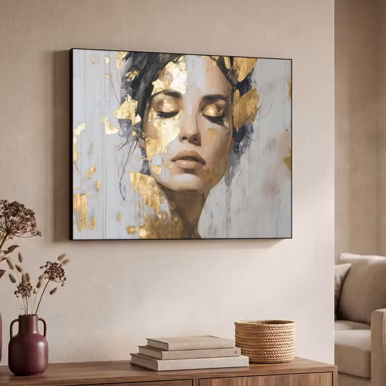 Sierlijk - Vrouw - Goud - Ogen Textielframe - compleet frame klein -sfeer3