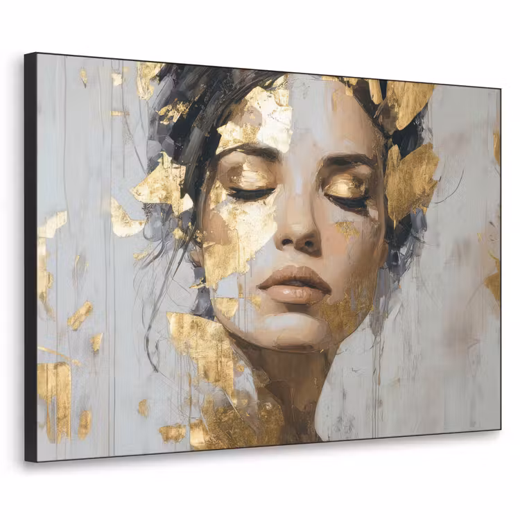 Sierlijk - Vrouw - Goud - Ogen Textielframe zwart klein -3d