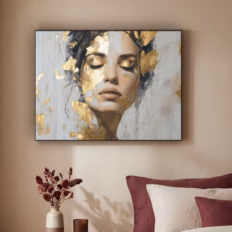 Sierlijk - Vrouw - Goud - Ogen Textielframe - compleet frame klein -sfeer1