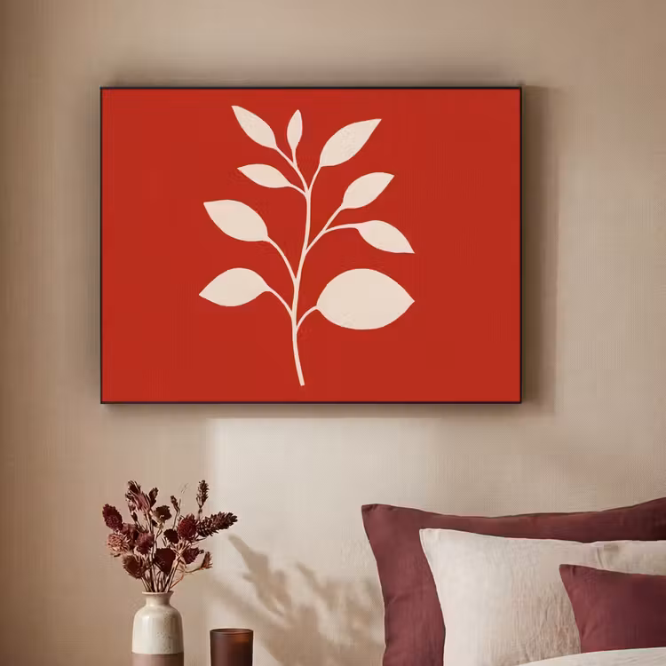 Silhouet - Bladeren - Tak Textielframe zwart klein -sfeer1