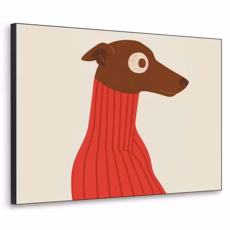 Silhouet - Hond - Trui - Rood Textielframe zwart klein -3d