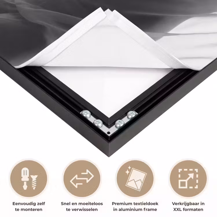 Silhouet - Sluier - Vormen - Zwart - Wit - Sensueel Textielframe zwart klein -USP_closeupNL