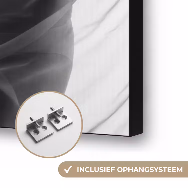 Silhouet - Sluier - Vormen - Zwart - Wit - Sensueel Textielframe zwart klein -USP_ophangsysteemNL