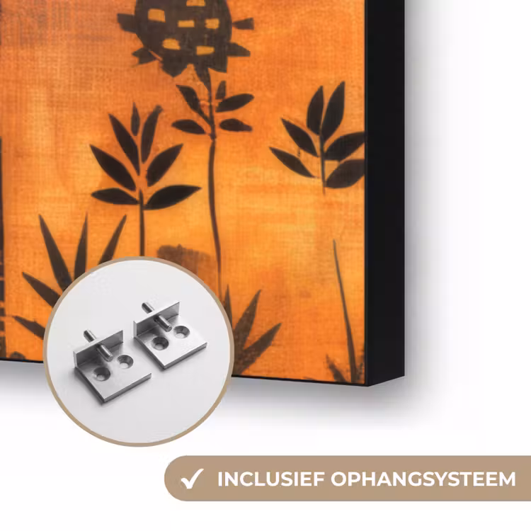Silhouetten - Abstract - Zon - Maan Textielframe zwart klein -USP_ophangsysteemNL