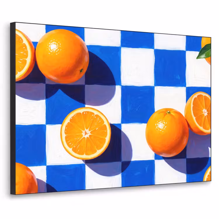 Art frame - Sinaasappel - Geruit - Eten - Sinaasappel - Geruit - Eten Textielframe zwart klein