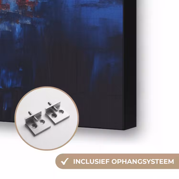 Skyline Toronto - Modern - Stadslicht - Blauw Textielframe zwart klein -USP_ophangsysteemNL