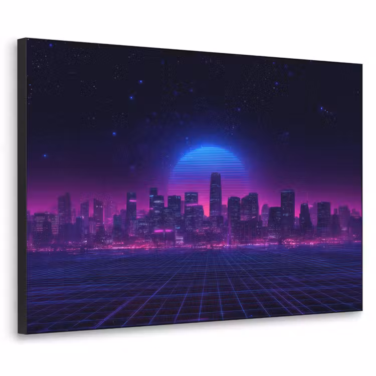 Skyline - Zon - Neon - Rasterpatroon Textielframe - compleet frame klein -3d