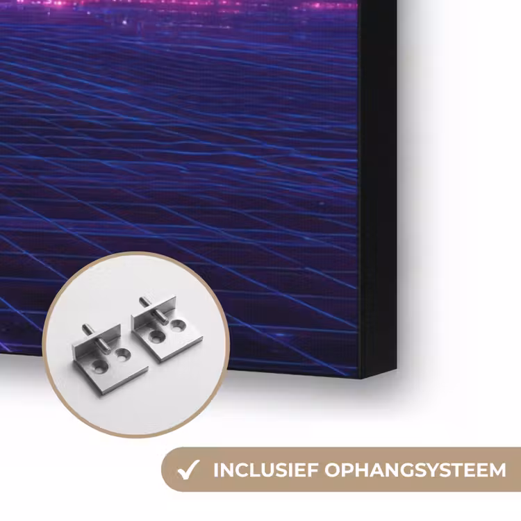 Skyline - Zon - Neon - Rasterpatroon Textielframe zwart klein -USP_ophangsysteemNL