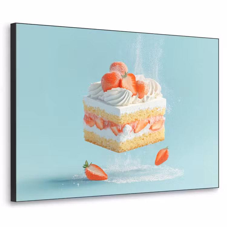 Slagroom - Taart - Blauw - Eten Textielframe - compleet frame klein -3d