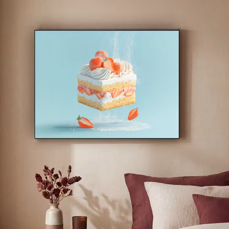Slagroom - Taart - Blauw - Eten Textielframe - compleet frame klein -sfeer1