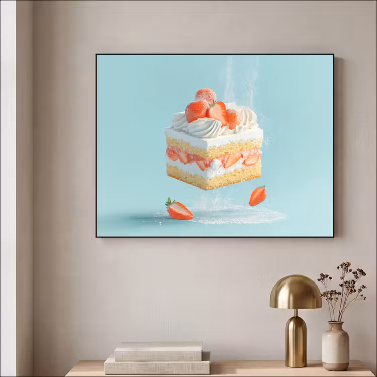 Slagroom - Taart - Blauw - Eten Textielframe zwart klein -sfeer2