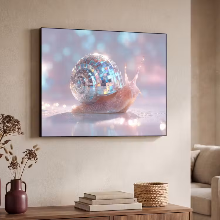 Slak - Disco - Mozaïek - Blauw Textielframe zwart klein -sfeer3