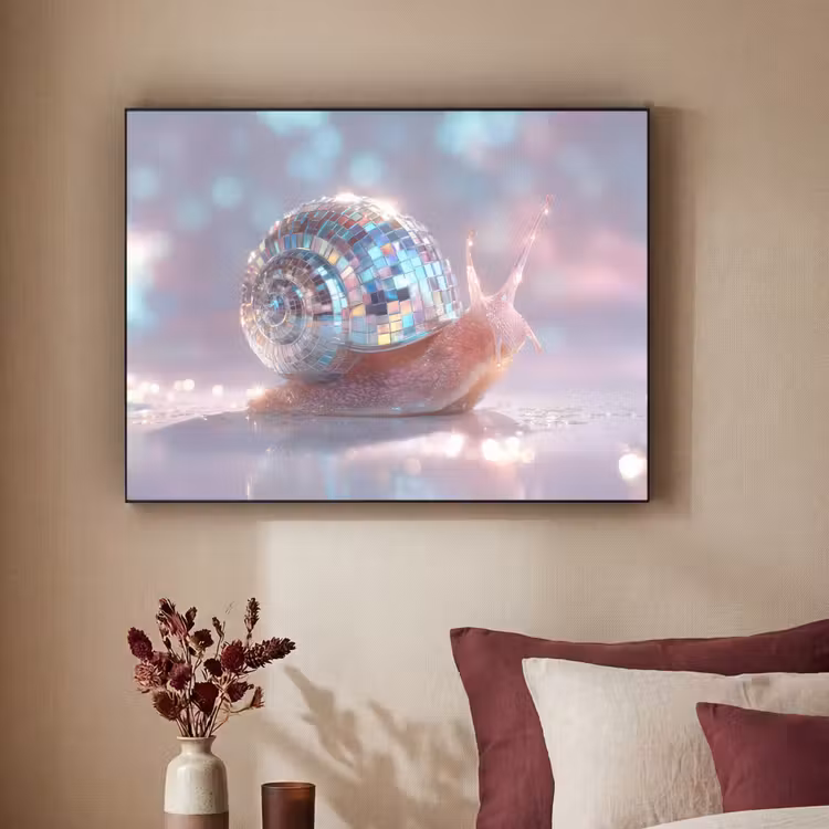 Slak - Disco - Mozaïek - Blauw Textielframe - compleet frame klein -sfeer1