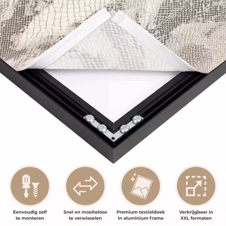 Slang - Patroon - Taupe Textielframe zwart klein 947 -USP_closeupNL
