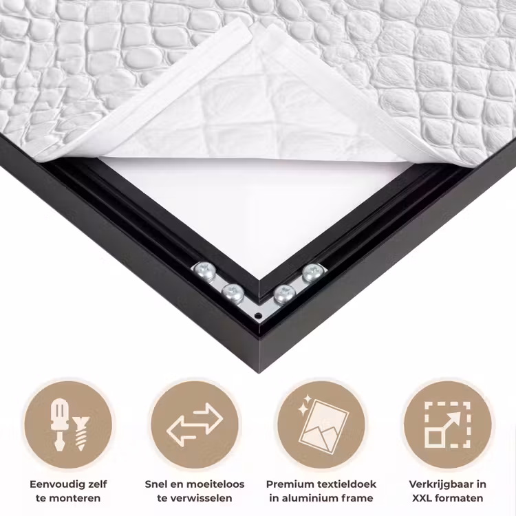 Slang - Patroon - Wit Textielframe zwart klein 947 -USP_closeupNL