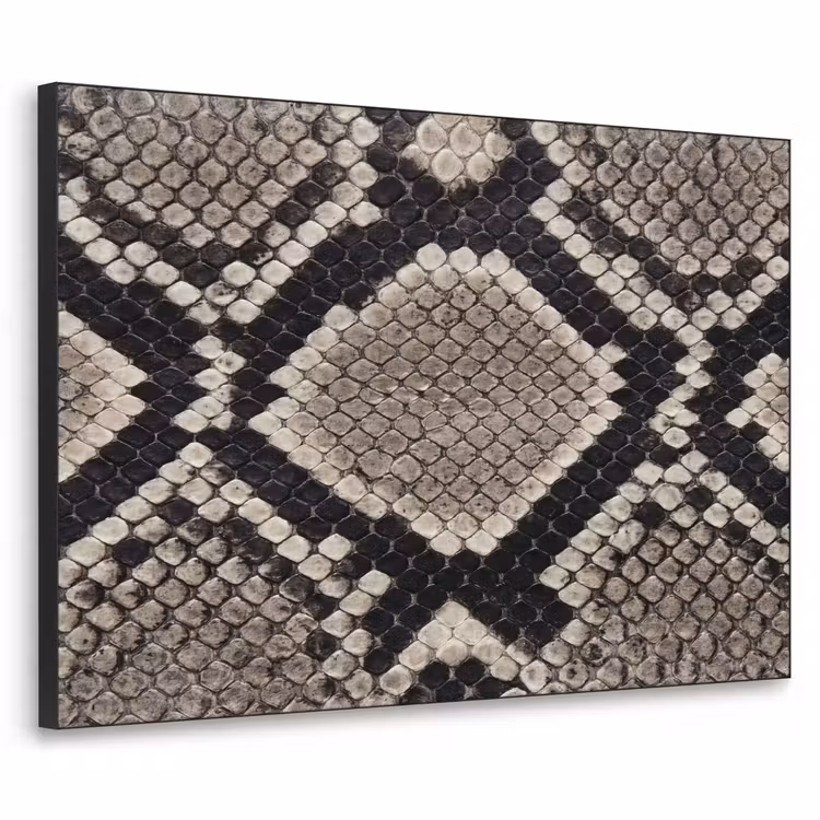 Slangenleer - Patroon - Beige Textielframe zwart klein -3d