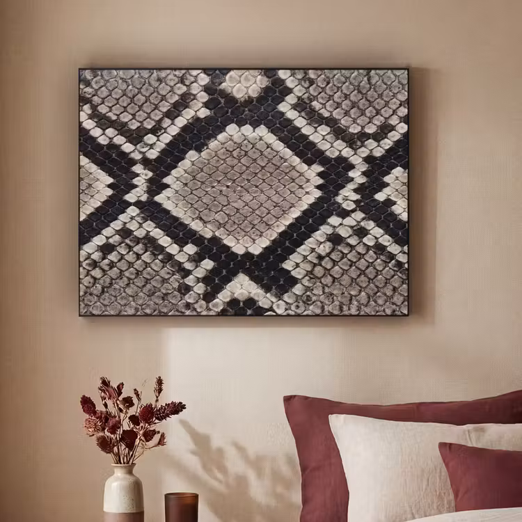 Slangenleer - Patroon - Beige Textielframe zwart klein -sfeer1
