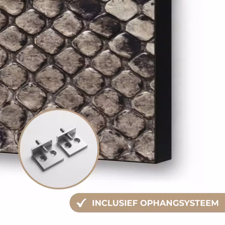 Slangenleer - Patroon - Beige Textielframe zwart klein -USP_ophangsysteemNL