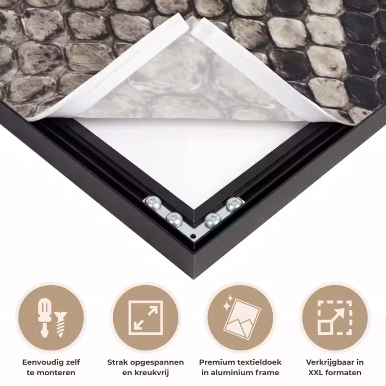 Slangenleer - Patroon - Beige Textielframe zwart klein -USP_feed_closeupNL