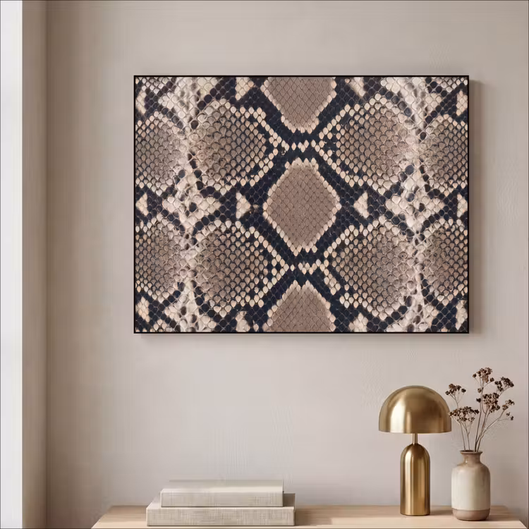 Slangenprint - Python - Bruin Textielframe zwart klein -sfeer2