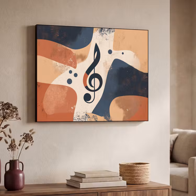 Sleutel - G - Abstract - Beige Textielframe - compleet frame klein -sfeer3