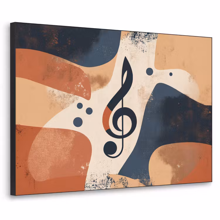 Sleutel - G - Abstract - Beige Textielframe zwart klein -3d